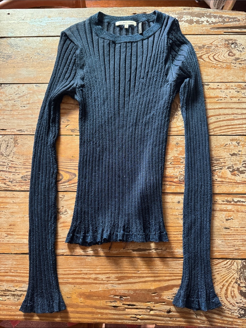 Helmut Lang Black Ribbed Long-Sleeve Top